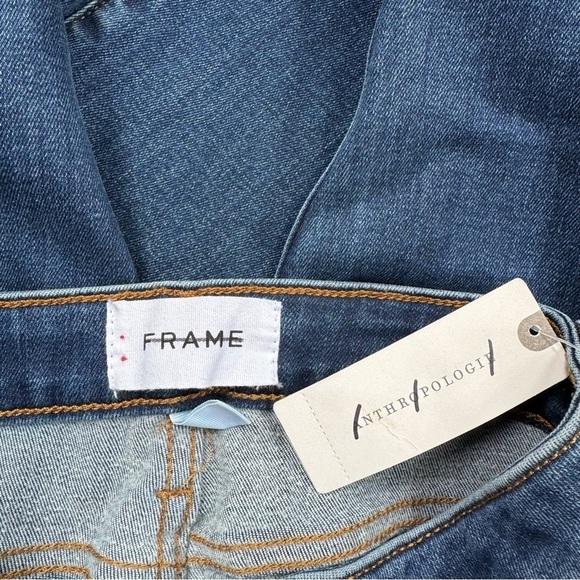 NWT FRAME Le Crop Mini Boot Jeans Mid Rise Denim Boot Cut Dark Wash Blue Lupine - Picture 10 of 14